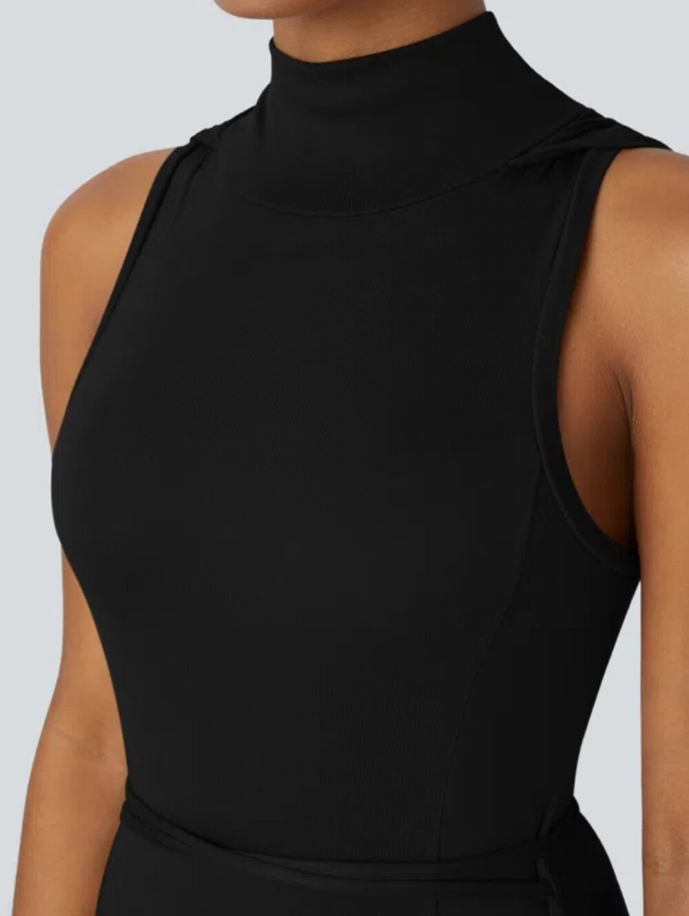 HALARA* Long Sleeve*High Slit Hooded Midi Dress in BLACK Size M - Picture 5 of 10